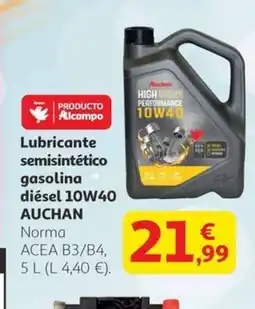 Alcampo AUCHAN Lubricante semisintético gasolina diésel 10W40 oferta