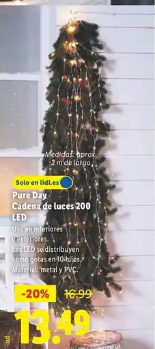 Lidl PURE DAY Cadena de luces 200 LED oferta