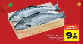 Salmón noruego por medios o enteros