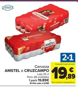 Carrefour AMSTEL O CRUZCAMPO Cerveza oferta