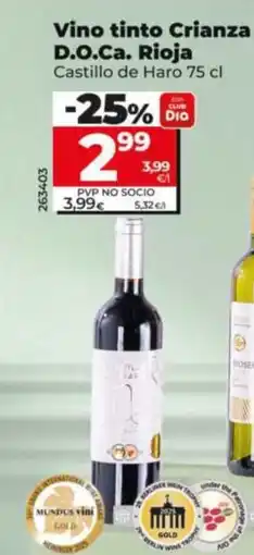 Dia CASTILLO DE HARO Vino tinto Crianza D.O.Ca. Rioja oferta