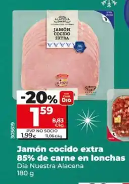 Dia DIA NUESTRA ALACENA Jamón cocido extra 85% de carne en lonchas oferta
