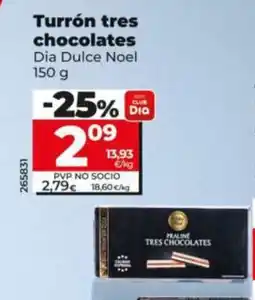 Dia DIA DULCE NOEL Turrón tres chocolates oferta