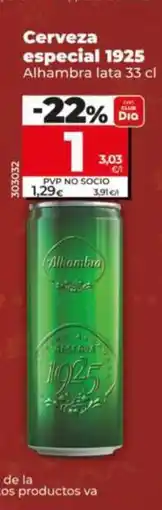 Dia ALHAMBRA Cerveza especial 1925 oferta