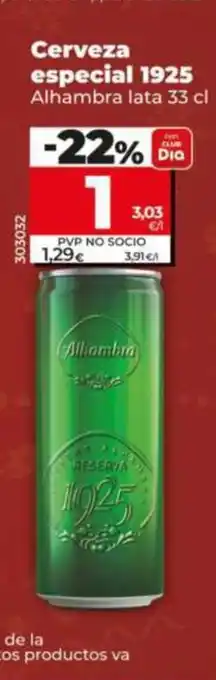 Dia ALHAMBRA Cerveza especial 1925 oferta