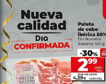 Dia Supermercados Paleta De Cebo Ibérica 50% oferta