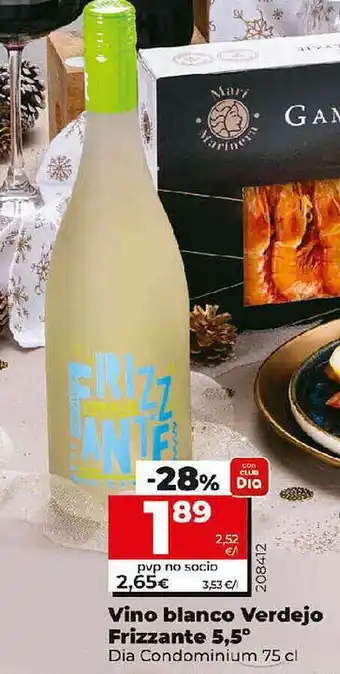 Dia Supermercados Vino Blanco Verdejo Frizzante 5.5° Dia Condominium oferta