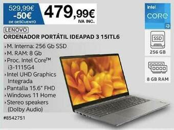 Costco Lenovo Ordenador Portátil Ideapad 3 15itl6 oferta