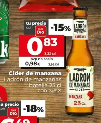 Dia Ladró de Manzanas Cider de manzana 25cl oferta