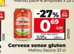 Dia MAHOU Cervesa sense gluten oferta