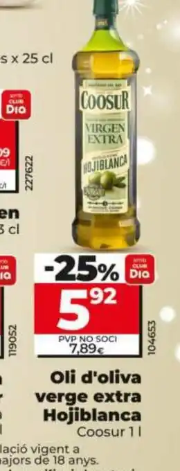 Dia COOSUR Oli d'oliva verge extra Hojiblanca oferta