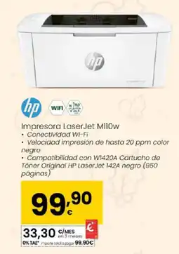 Eroski HP Impresora LaserJet M1I0w oferta