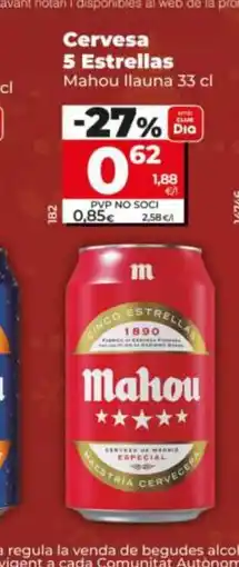 Dia MAHOU Cervesa 5 Estrellas oferta