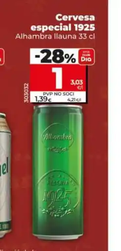 Dia ALHAMBRA Cervesa especial 1925 oferta