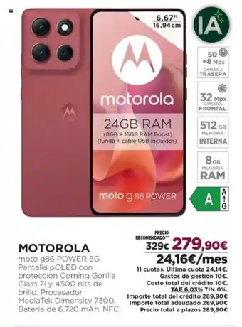 El Corte Inglés MOTOROLA moto g 86 POWER oferta