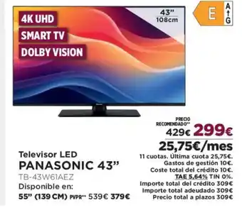 El Corte Inglés PANASONIC 43" Televisor LED oferta