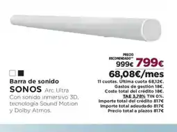 El Corte Inglés SONOS Barra de sonido oferta