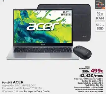 El Corte Inglés ACER Portátil oferta