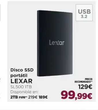 El Corte Inglés LEXAR Disco SSD portátil oferta