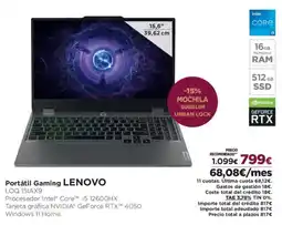 El Corte Inglés LENOVO Portátil Gaming oferta
