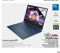 El Corte Inglés HP Portátil Gaming oferta