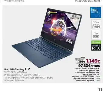 El Corte Inglés HP Portátil Gaming oferta