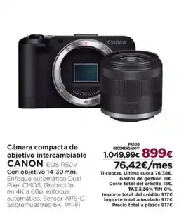 El Corte Inglés CANON Cámara compacta de objetivo intercambiable oferta