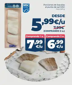 La Sirena Porciones de bacalao al punto de sal MSC oferta