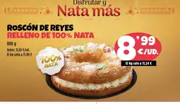 AhorraMas Roscón de reyes relleno de 100% nata oferta