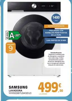 E.Leclerc SAMSUNG Lavadora WW90DB7U94GEU3 oferta
