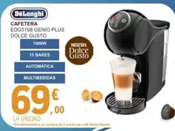 E.Leclerc DELONGHI Cafetera genio plus dolce gusto EDG315B oferta