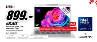 MediaMarkt ACER Portátil Aspire 14 AI A14-53M-72Q0 oferta