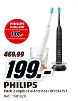 MediaMarkt PHILIPS Pack 2 cepillos eléctricos HX9914/57 oferta