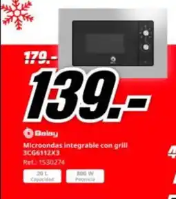 MediaMarkt BALAY Microondas integrable con grill 3CG6112X3 oferta