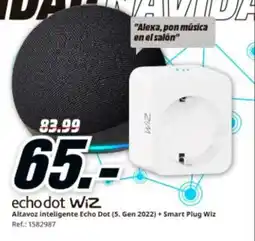 MediaMarkt ECHODOT WIZ Altavoz inteligente Echo Dot (5. Gen 2022) + Smart Plug Wiz oferta