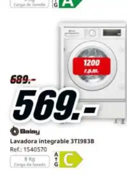 MediaMarkt BALAY Lavadora integrable 3T1983B oferta