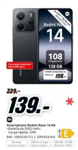 MediaMarkt Smartphone Redmi Note 14 4G oferta