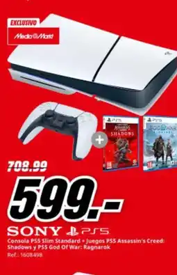 MediaMarkt SONY & PSS Consola PSS Slim Standard + Juegos PS5 Assassin's Creed: Shadows y PS5 God of War: Ragnarok oferta