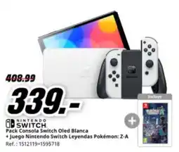 MediaMarkt NINTENDO SWITCH Pack Consola Switch Oled Blanca +Juego Nintendo Switch Leyendas Pokémon: Z-A oferta