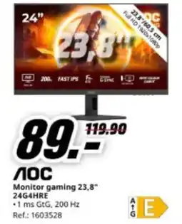 MediaMarkt AOC Monitor gaming 23,8" 24G4HRE oferta