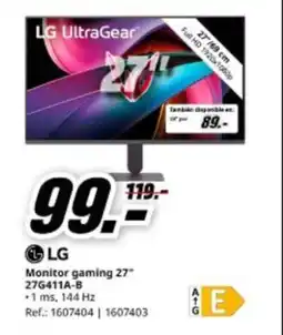 MediaMarkt LG Monitor gaming 27" 27G411A-B oferta