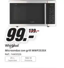 MediaMarkt WHIRLPOOL Microondas con grill MWP253SX oferta