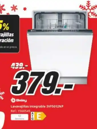 MediaMarkt BALAY Lavavajillas integrable 3VF5012NP oferta