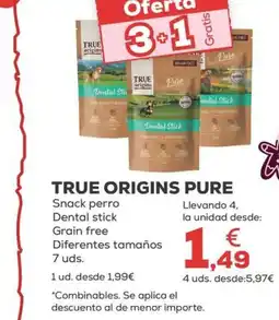 Kiwoko TRUE ORIGINS PURE Snack perro Dental stick Grain free oferta