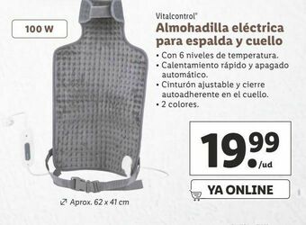 Lidl Almohadilla eléctrica vitalcontrol oferta