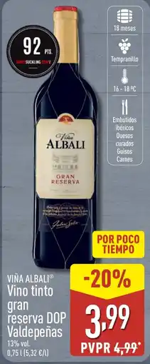 ALDI VIÑA ALBALI Vino tinto gran reserva DOP Valdepeñas oferta