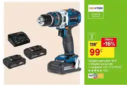 Leroy Merlin Dexter - taladro percutor 18 v + 2 baterias 2.0 ah + cárrador oferta