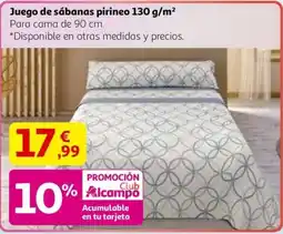 Alcampo Juego de sábanas pirineo 130 g/m² oferta