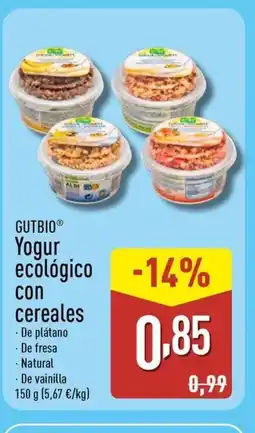 ALDI GUTBIO Yogur ecológico con cereales oferta
