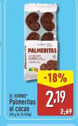 ALDI EL HORNO Palmeritas al cacao oferta